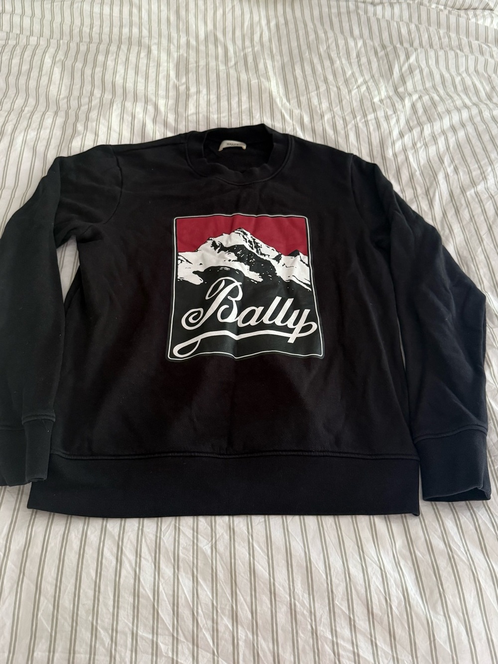 Bally Black Crewneck with Red Mountain Graphic